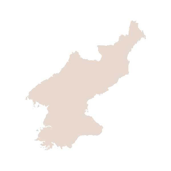 Simplified North Korea map silhouette on white background.